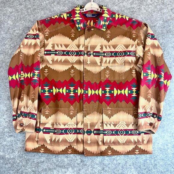 Polo Ralph Lauren Mens L Rare Southwest Aztec Hunting Chore Western Barn Jacket - Picture 1 of 14